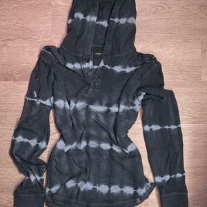 Tie-Dye Blue Lucky Brand Hooded Waffle Thermal
